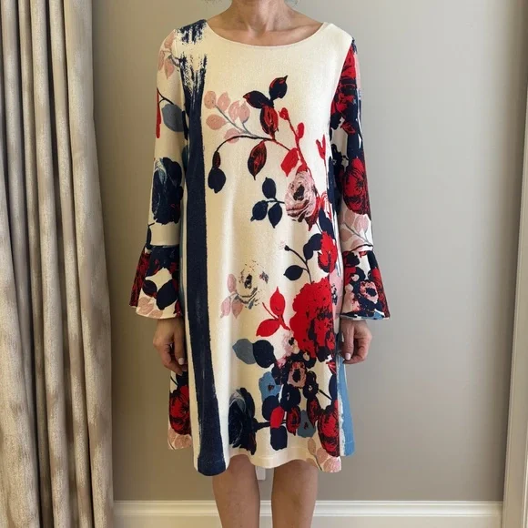 Anthropologie | Dresses | Anthropologie Long Sleeve Floral Shift Dress |  Poshmark